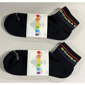 2 Pack Rainbow Bombas Bee Proud Quarter Pride Socks Black Large Unisex NWT